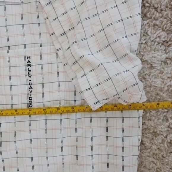 Harley Davidson Men's Short Sleeve Dress Shirt Plaid  3XL White w/Orange & Black - Picture 7 of 8